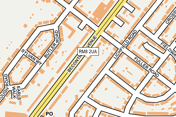 RM8 2UA map - OS OpenMap – Local (Ordnance Survey)