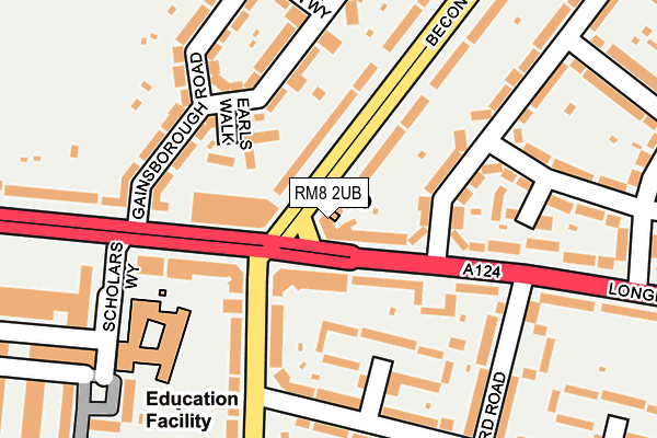 RM8 2UB map - OS OpenMap – Local (Ordnance Survey)