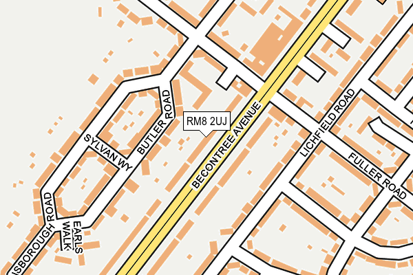 RM8 2UJ map - OS OpenMap – Local (Ordnance Survey)