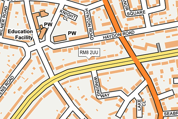 RM8 2UU map - OS OpenMap – Local (Ordnance Survey)