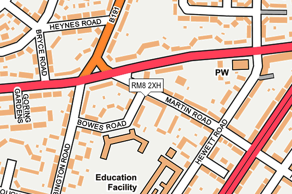 RM8 2XH map - OS OpenMap – Local (Ordnance Survey)