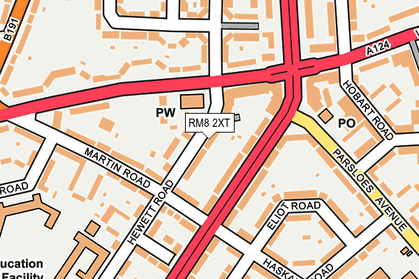 RM8 2XT map - OS OpenMap – Local (Ordnance Survey)