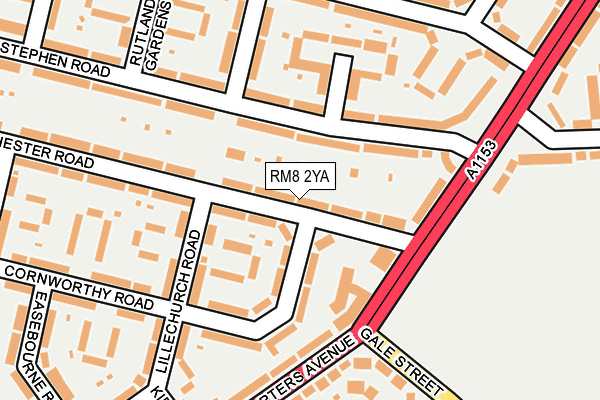 RM8 2YA map - OS OpenMap – Local (Ordnance Survey)