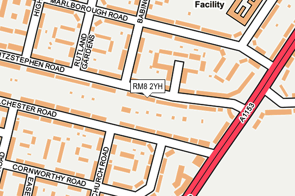 RM8 2YH map - OS OpenMap – Local (Ordnance Survey)