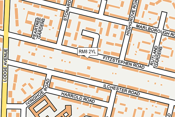 RM8 2YL map - OS OpenMap – Local (Ordnance Survey)