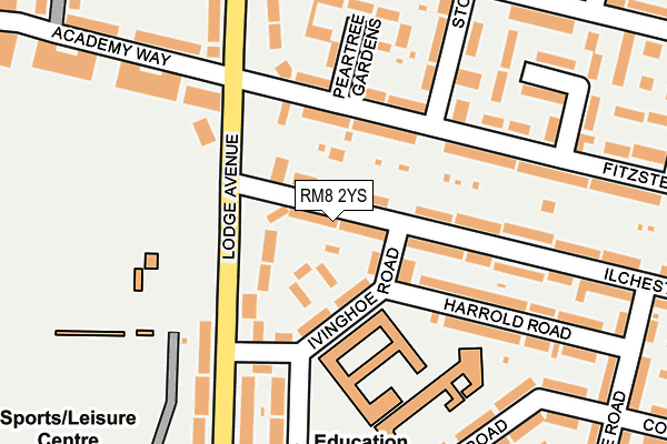 RM8 2YS map - OS OpenMap – Local (Ordnance Survey)