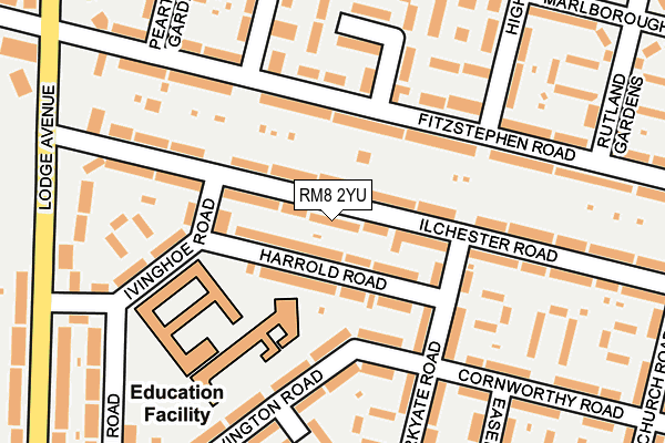 RM8 2YU map - OS OpenMap – Local (Ordnance Survey)