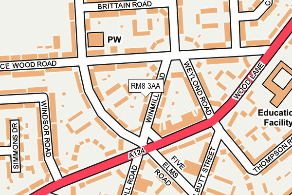 RM8 3AA map - OS OpenMap – Local (Ordnance Survey)