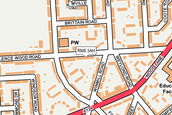 RM8 3AH map - OS OpenMap – Local (Ordnance Survey)