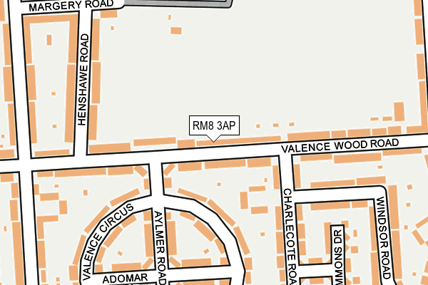 RM8 3AP map - OS OpenMap – Local (Ordnance Survey)