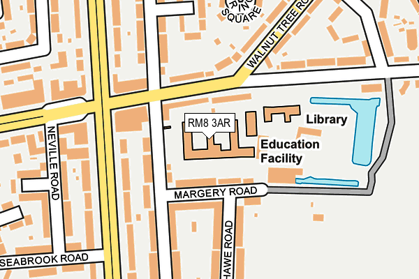 RM8 3AR map - OS OpenMap – Local (Ordnance Survey)