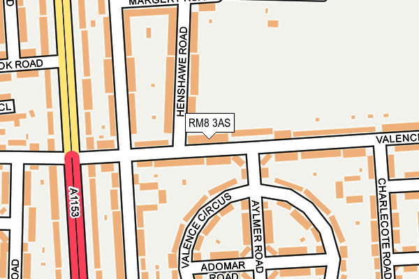 RM8 3AS map - OS OpenMap – Local (Ordnance Survey)