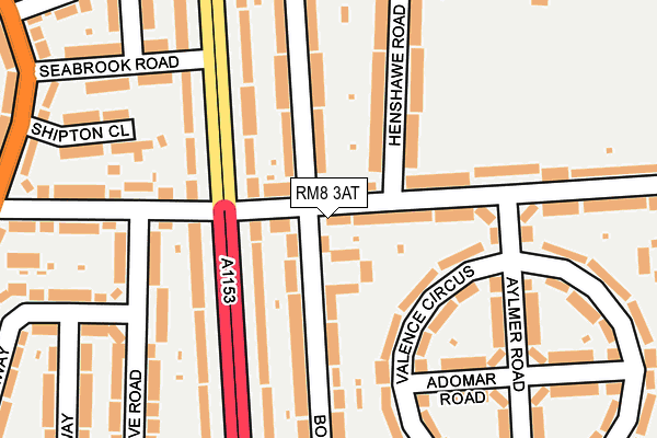 RM8 3AT map - OS OpenMap – Local (Ordnance Survey)