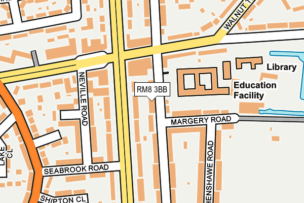 RM8 3BB map - OS OpenMap – Local (Ordnance Survey)