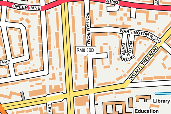 RM8 3BD map - OS OpenMap – Local (Ordnance Survey)