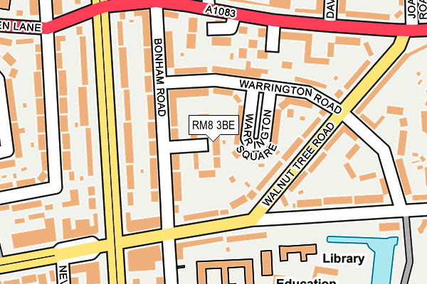 RM8 3BE map - OS OpenMap – Local (Ordnance Survey)
