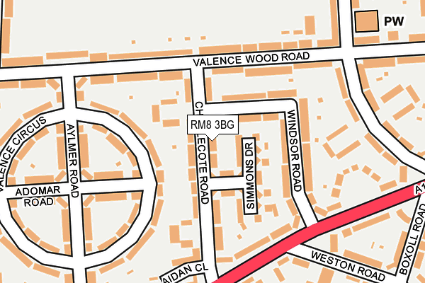 RM8 3BG map - OS OpenMap – Local (Ordnance Survey)