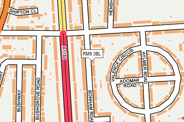 RM8 3BL map - OS OpenMap – Local (Ordnance Survey)