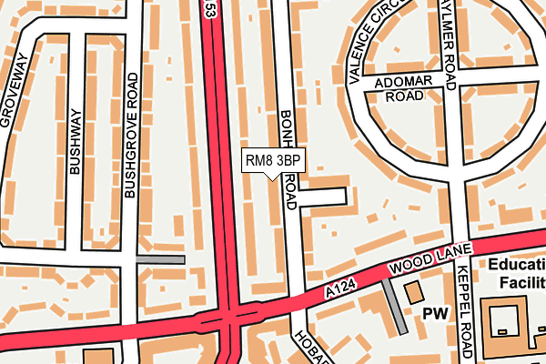 RM8 3BP map - OS OpenMap – Local (Ordnance Survey)