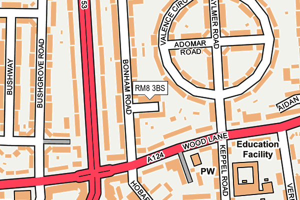 RM8 3BS map - OS OpenMap – Local (Ordnance Survey)