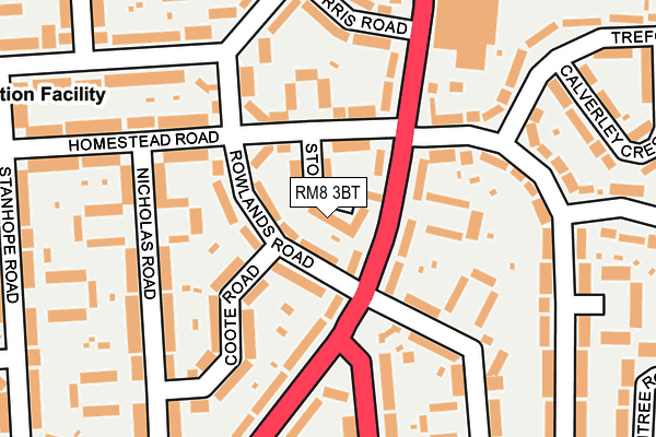RM8 3BT map - OS OpenMap – Local (Ordnance Survey)