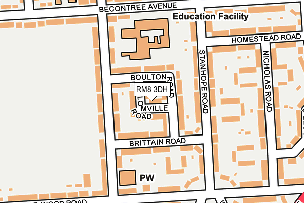 RM8 3DH map - OS OpenMap – Local (Ordnance Survey)