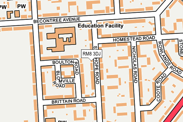 RM8 3DJ map - OS OpenMap – Local (Ordnance Survey)