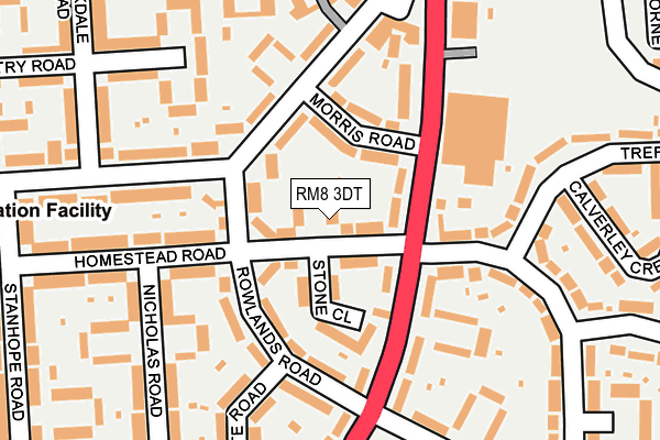 RM8 3DT map - OS OpenMap – Local (Ordnance Survey)