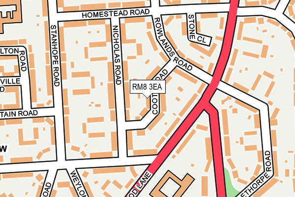 RM8 3EA map - OS OpenMap – Local (Ordnance Survey)