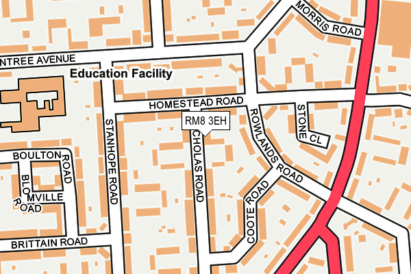 RM8 3EH map - OS OpenMap – Local (Ordnance Survey)