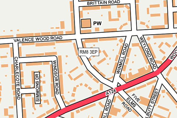 RM8 3EP map - OS OpenMap – Local (Ordnance Survey)