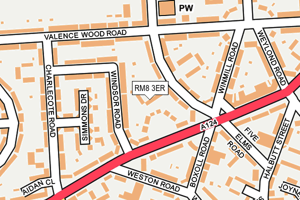 RM8 3ER map - OS OpenMap – Local (Ordnance Survey)