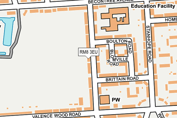 RM8 3EU map - OS OpenMap – Local (Ordnance Survey)