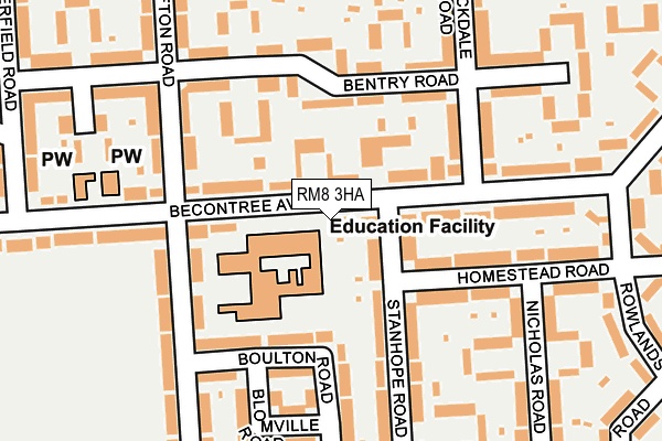 RM8 3HA map - OS OpenMap – Local (Ordnance Survey)