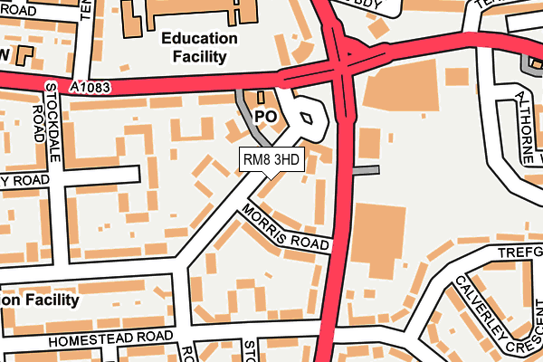 RM8 3HD map - OS OpenMap – Local (Ordnance Survey)