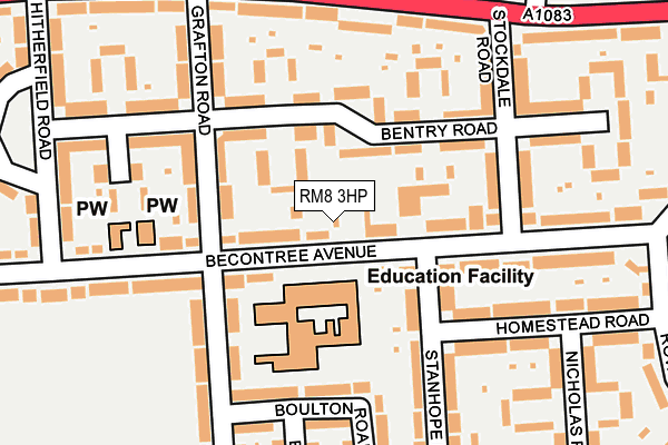 RM8 3HP map - OS OpenMap – Local (Ordnance Survey)