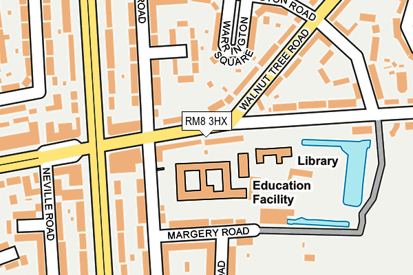 RM8 3HX map - OS OpenMap – Local (Ordnance Survey)