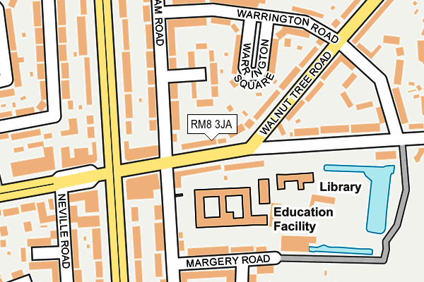 RM8 3JA map - OS OpenMap – Local (Ordnance Survey)