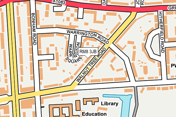 RM8 3JB map - OS OpenMap – Local (Ordnance Survey)