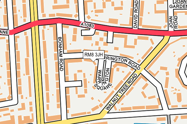 RM8 3JH map - OS OpenMap – Local (Ordnance Survey)