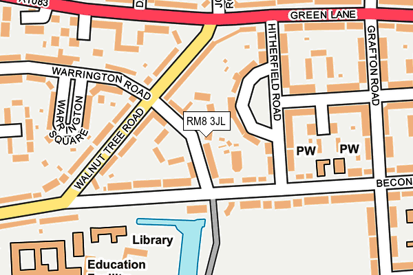 RM8 3JL map - OS OpenMap – Local (Ordnance Survey)