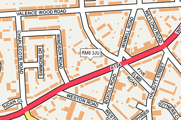 RM8 3JU map - OS OpenMap – Local (Ordnance Survey)