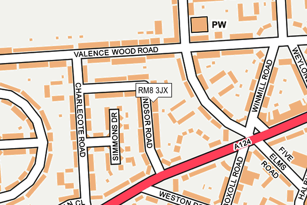 RM8 3JX map - OS OpenMap – Local (Ordnance Survey)