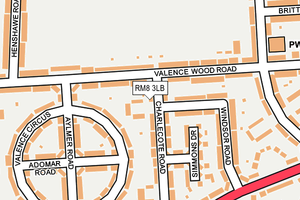 RM8 3LB map - OS OpenMap – Local (Ordnance Survey)