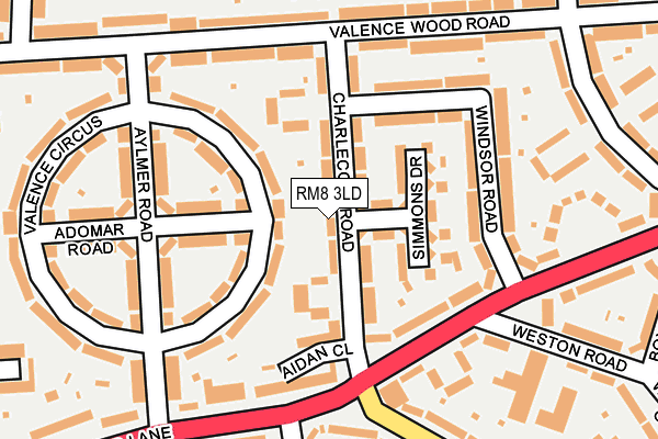 RM8 3LD map - OS OpenMap – Local (Ordnance Survey)