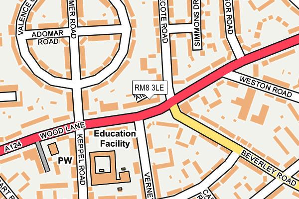 RM8 3LE map - OS OpenMap – Local (Ordnance Survey)