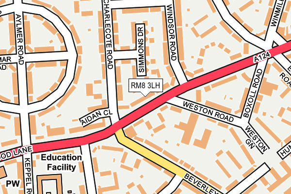 RM8 3LH map - OS OpenMap – Local (Ordnance Survey)