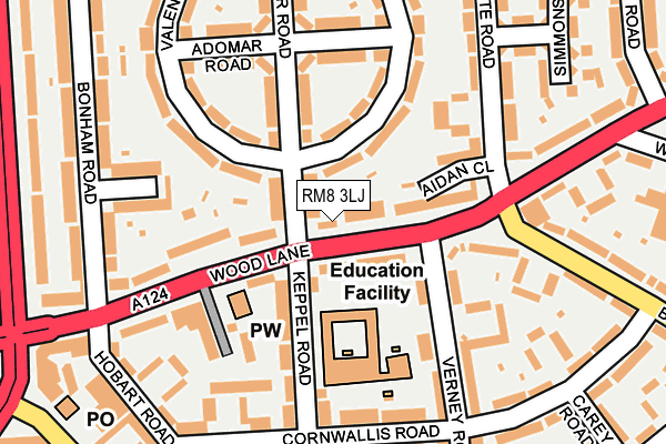 RM8 3LJ map - OS OpenMap – Local (Ordnance Survey)