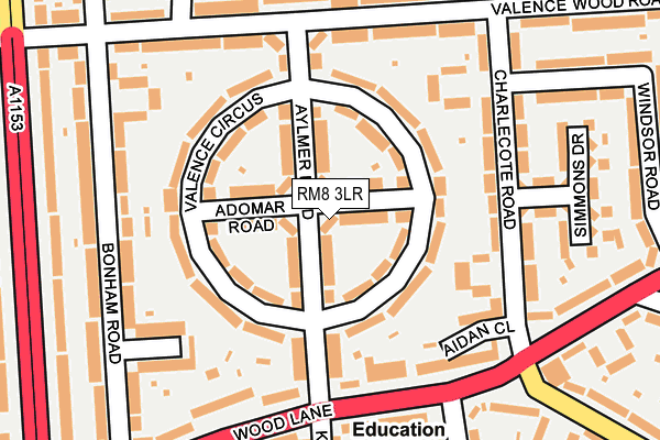 RM8 3LR map - OS OpenMap – Local (Ordnance Survey)