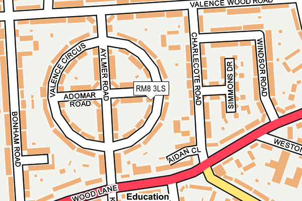 RM8 3LS map - OS OpenMap – Local (Ordnance Survey)